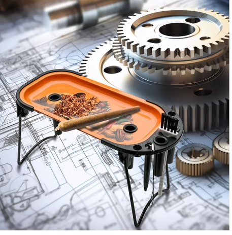 Metal Rolling Tray with Cone Loader for King Size &1 1/4 Size Pre Rolled Cones, Pre Roll Machine, Foldable Stand Cone Filler with Brush & Placement Device