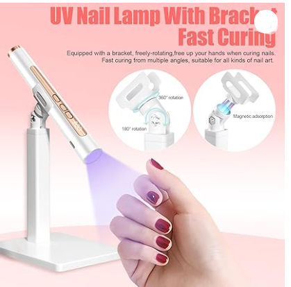 Electric Nail Drill with U V Light, Cordless Nail Drills Professional, Portable Electric Nail File Kit Rechargeable Efile Nail Drills for Acrylic Gel Nail Manicure Nail Drill Kit for Salon Home