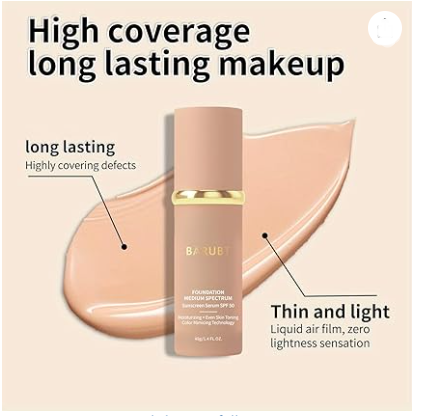 4 in 1 Color Changing Foundation with SPF 50 - Moisturizing Medium-Full Coverage Concealer, Medium Spectrum Foundation Cream, Long-Lasting Lightweight Makeup Liquid, Natural Look Cosmetics