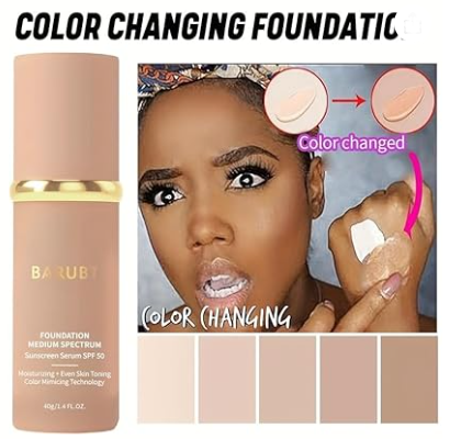 4 in 1 Color Changing Foundation with SPF 50 - Moisturizing Medium-Full Coverage Concealer, Medium Spectrum Foundation Cream, Long-Lasting Lightweight Makeup Liquid, Natural Look Cosmetics