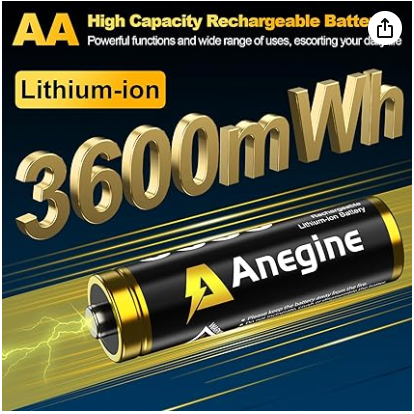 Rechargeable Lithium AA Batteries 8 Pack with Fast Charger, 3600mWh AA Lithium Batteries for Blink Outdoor Camera, 1.5V Constant Output Blink Camera Batteries Recharge up to 2000+ Times(Black)