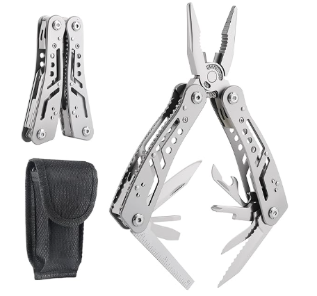 14-In-1 EDC Multitool Pliers, Stainless Steel Multi Pliers, Pocket Knife, Bottle Opener, Screwdriver with Pouch for Survival and Camping