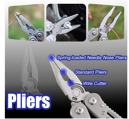 14-In-1 EDC Multitool Pliers, Stainless Steel Multi Pliers, Pocket Knife, Bottle Opener, Screwdriver with Pouch for Survival and Camping