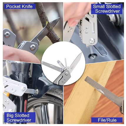 14-In-1 EDC Multitool Pliers, Stainless Steel Multi Pliers, Pocket Knife, Bottle Opener, Screwdriver with Pouch for Survival and Camping