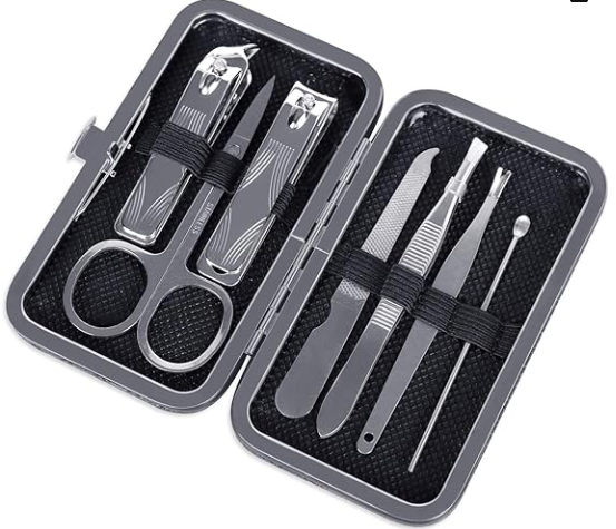 7-Piece Manicure Set for Men & Women - Stainless Steel Nail Clippers Kit with Travel Case, Cuticle Tool & Nail File - Durable Grooming Essentials for Home, Travel, Gifts