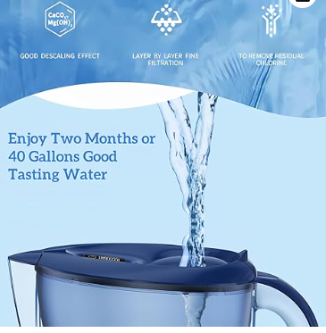 Pitcher Water Filters, 3.5L Activated Carbon Filtered Water Jug for Drinking Water, 10 Cup