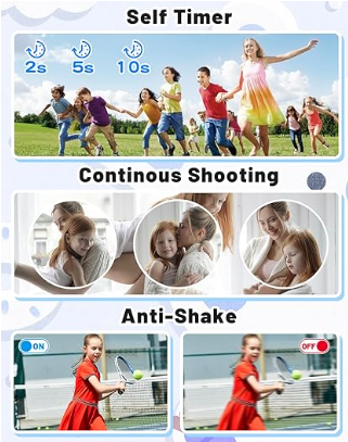Digital Camera, FHD 1080P Kids Camera 16X Zoom Anti Shake, 48MP Compact Portable Ultra-Thin Point Shoot Camera Gift for Kid Student Children Teen Girl Boy with 32GB SD Card
