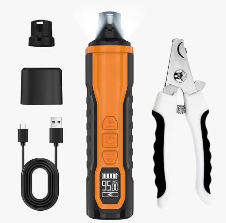 5-Speed Dog Nail Grinder，Super Quiet Rechargeable Electric Dog Nail Trimmer Painless Paws Grooming ，Duty Pet Nail Grinder for Dogs/Cats/Birds/Large Medium Small Animals