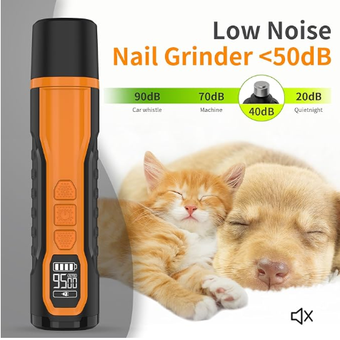 5-Speed Dog Nail Grinder，Super Quiet Rechargeable Electric Dog Nail Trimmer Painless Paws Grooming ，Duty Pet Nail Grinder for Dogs/Cats/Birds/Large Medium Small Animals