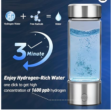Hydrogen Water Bottle Generator Featuring SPE PEM Technology Water Ionizer.3 Minutes Increases 1700ppb Hydrogen Concentration, Type-C Charging for Home, Office, Travel, and Exercise