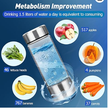 Hydrogen Water Bottle Generator Featuring SPE PEM Technology Water Ionizer.3 Minutes Increases 1700ppb Hydrogen Concentration, Type-C Charging for Home, Office, Travel, and Exercise