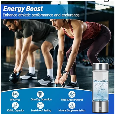 Hydrogen Water Bottle Generator Featuring SPE PEM Technology Water Ionizer.3 Minutes Increases 1700ppb Hydrogen Concentration, Type-C Charging for Home, Office, Travel, and Exercise